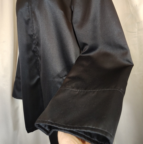 Dennis Basso Midi Trench Women,Navy Blue Satin Detachable Hood ZipUp, Pckts,M - Picture 13 of 14